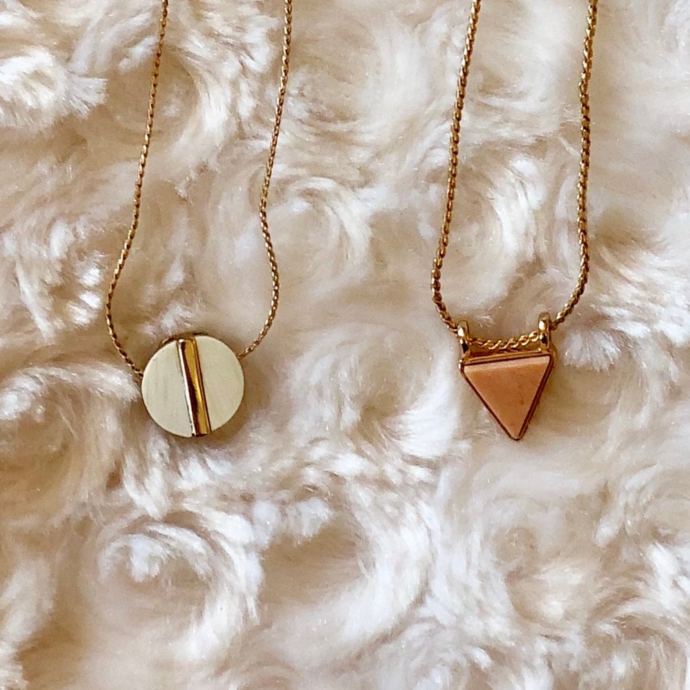 HOST PICK! - Two Gold Tone Geometric Pendent Necklaces